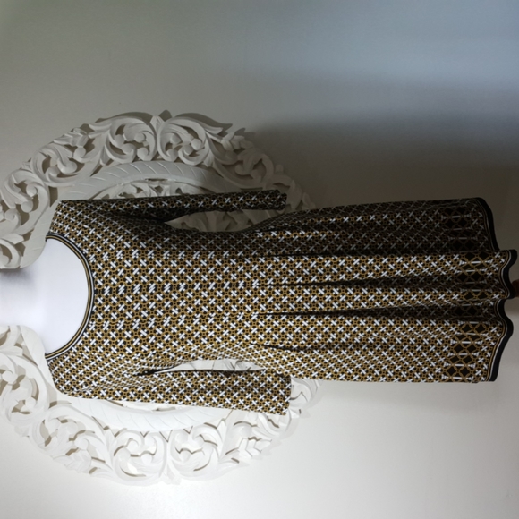 Anthropologie Dresses & Skirts - ANTHROPOLOGIE MAX STUIDO GOLD BLACK WHITE PRINT PLEATED DRESS SIZE M NWOT